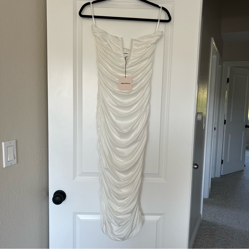 New Superdown vivienne ruched mini dress white large